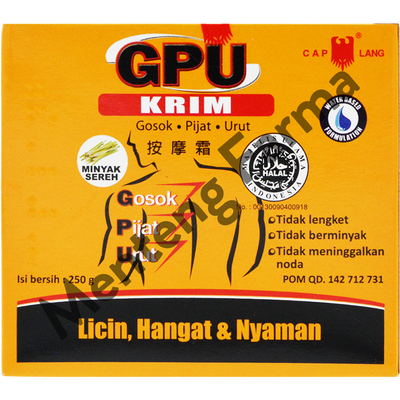 GPU Krim Sereh 250 Gr - Krim Urut Tidak Lengket dan Berminyak - Menteng Farma