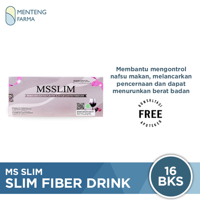 Ms Glow Slim Fiber Drink 16 Sachet - Minuman Serbuk Penurun Berat Badan - Menteng Farma