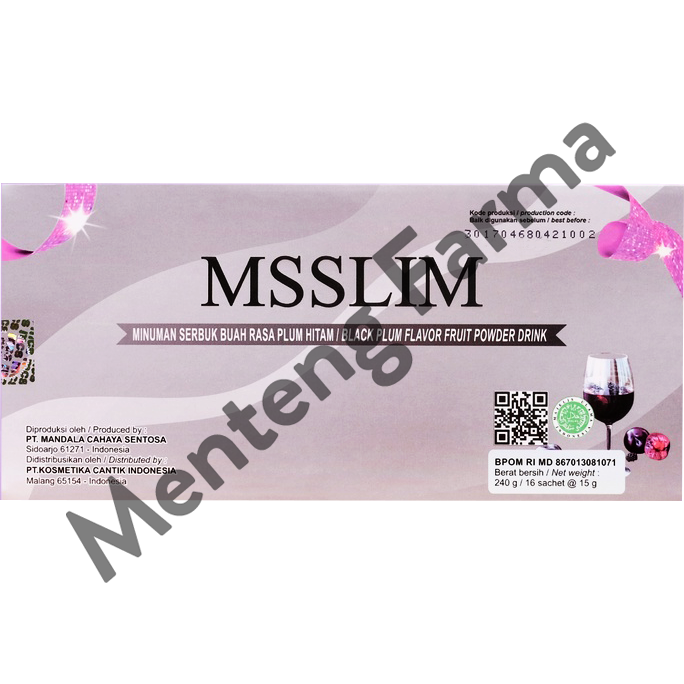 Ms Glow Slim Fiber Drink 16 Sachet - Minuman Serbuk Penurun Berat Badan - Menteng Farma