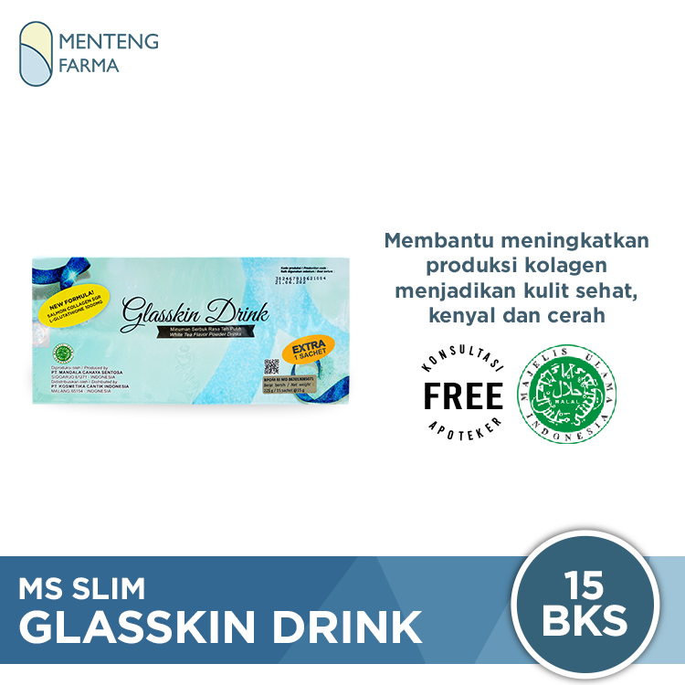 Ms Glow Glasskin Drink 15 Sachet - Minuman Serbuk Antioksidan dan Kesehatan Kulit - Menteng Farma