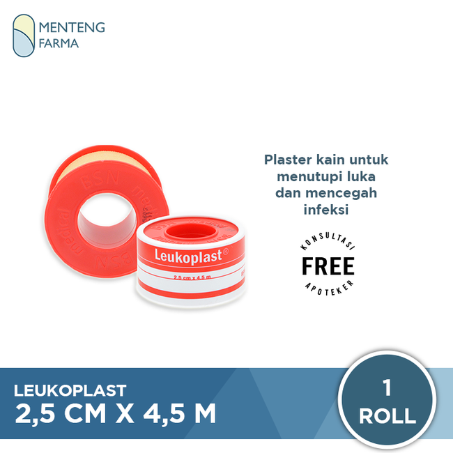 Leukoplast Plaster Roll 2.5 CM x 4.5 M - Plaster Kain Penutup Luka Infusan Kateter - Menteng Farma