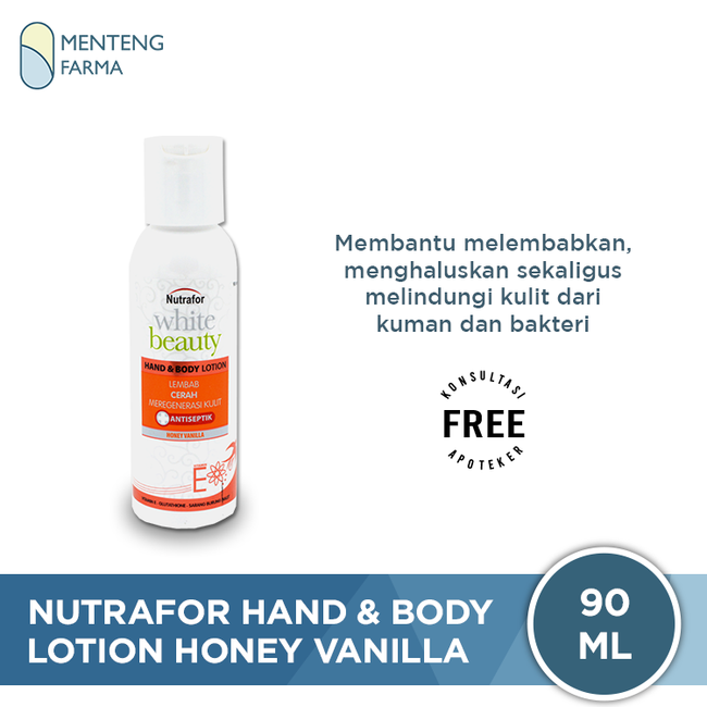 Nutrafor White Beauty Hand & Body Lotion Honey Vanilla 90 ML - Lotion Plus Antiseptik - Menteng Farma