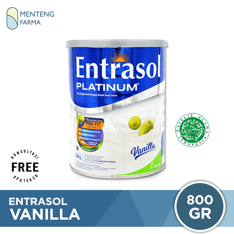 Entrasol Platinum Vanilla 800 Gram - Susu Tinggi Protein Lansia - Menteng Farma