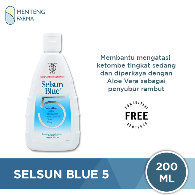 Selsun Blue 5 Shampoo 200 ML - Sampo Anti Ketombe, Menjaga Kesuburan Rambut - Menteng Farma