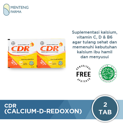 CDR (Calcium-D-Redoxon) 2 Tablet - Asupan Nutrisi Kalsium Untuk Tulang - Menteng Farma