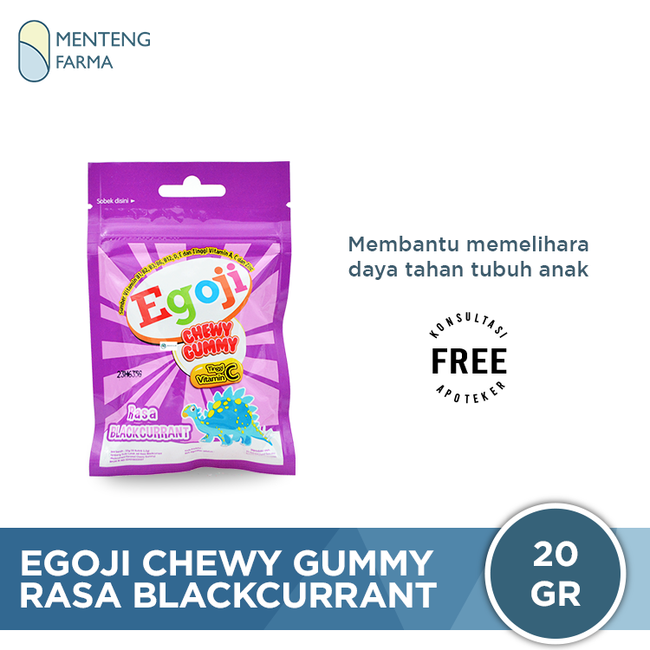 Egoji Chewy Gummy Blackcurrant Isi 10 Butir - Permen Gummy Vitamin C - Menteng Farma