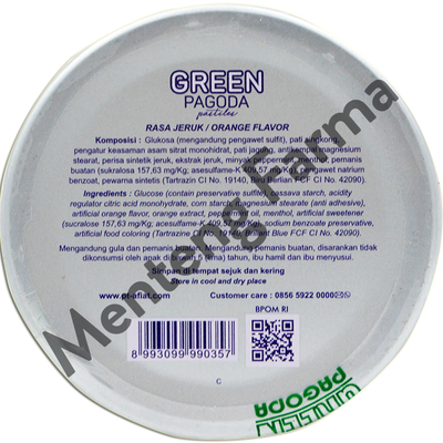 Green Pagoda Pastiles 35 Gram - Permen Pelega Tengggorokan Rasa Jeruk - Menteng Farma