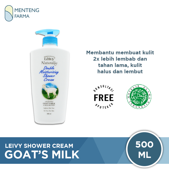 Leivy Shower Cream Goats Milk 500 mL - Sabun Mandi Dengan Susu Kambing - Menteng Farma