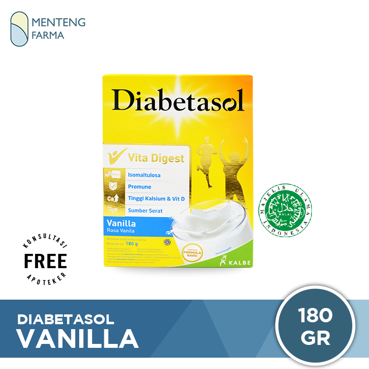 Diabetasol Vanilla 180 Gram - Susu Penambah Nutrisi Khusus Diabetes - Menteng Farma