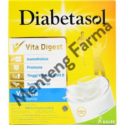 Diabetasol Vanilla 1000 Gram - Susu Penambah Nutrisi Khusus Diabetes - Menteng Farma