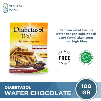 Diabetasol Wafer Chocolate 100 Gram - Camilan Sehat Khusus Diabetes - Menteng Farma