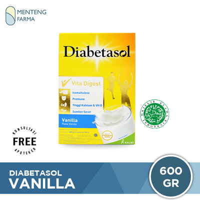 Diabetasol Vanilla 600 Gram - Susu Penambah Nutrisi Khusus Diabetes - Menteng Farma