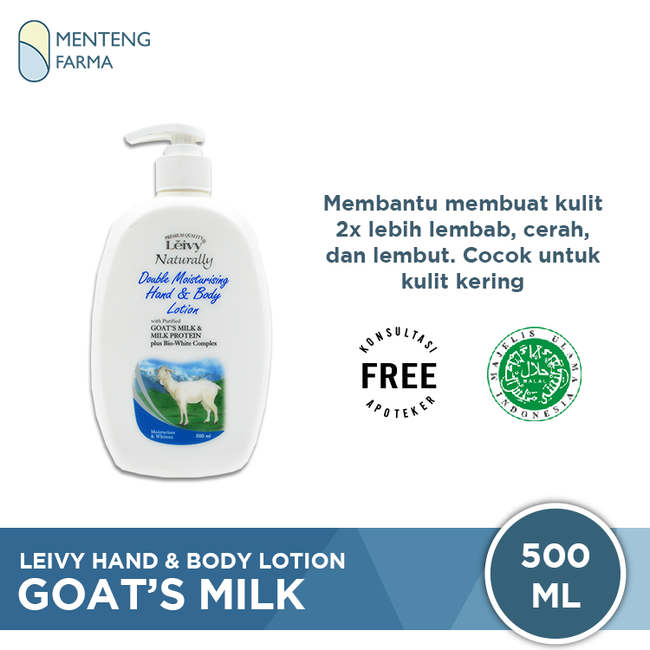 Leivy Hand and Body Lotion Goats Milk 500 mL - Melembapkan dan Mencerahkan Kulit - Menteng Farma
