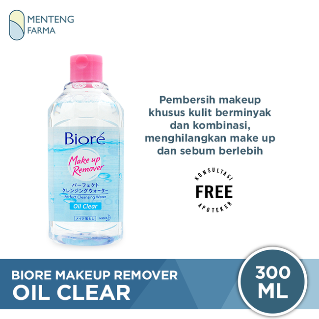 Biore Make Up Remover Perfect Cleansing Water Oil Clear 300 ML - Pembersih Makeup Untuk Kulit Berminyak Dan Kombinasi - Menteng Farma