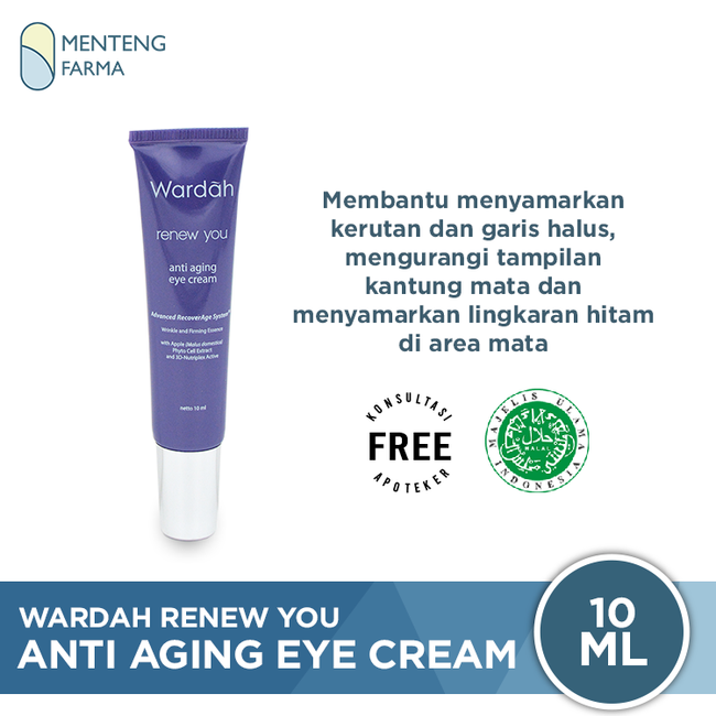 Wardah Renew You Anti Aging Eye Cream 10 mL - Krim Perawatan Kantung Mata - Menteng Farma