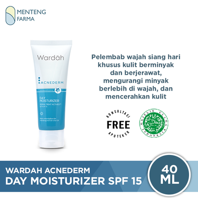 Wardah Acnederm Day Moisturizer 40 mL - Pelembab Wajah SPF 15 Untuk Kulit Berjerawat - Menteng Farma