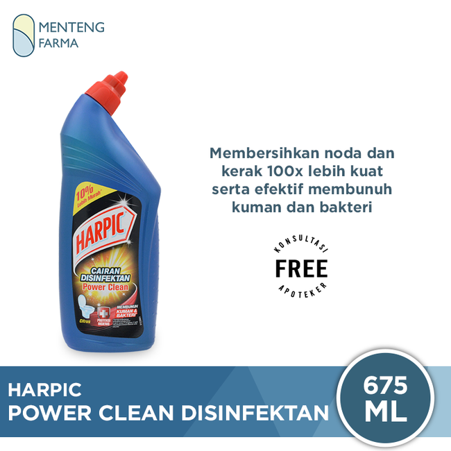 Harpic Power Clean Disinfektan Citrus 675 ML - Pembersih dan Penghancur Kerak Kloset - Menteng Farma