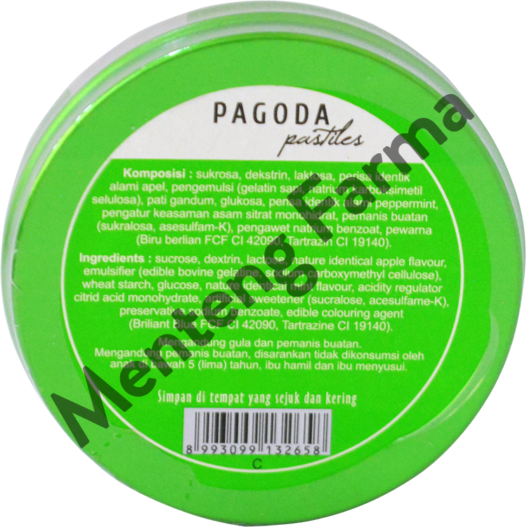 Pagoda Pastiles Rasa Apel 20 Gram - Permen Pelega Tenggorokan - Menteng Farma