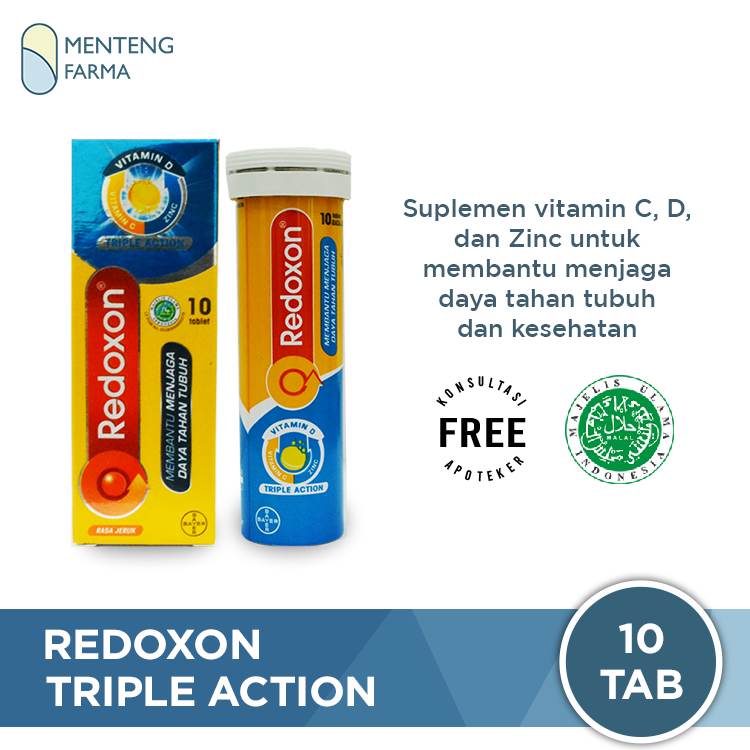 Redoxon Triple Action Effervescent 10 Tablet - Suplemen Imunitas Tubuh - Menteng Farma