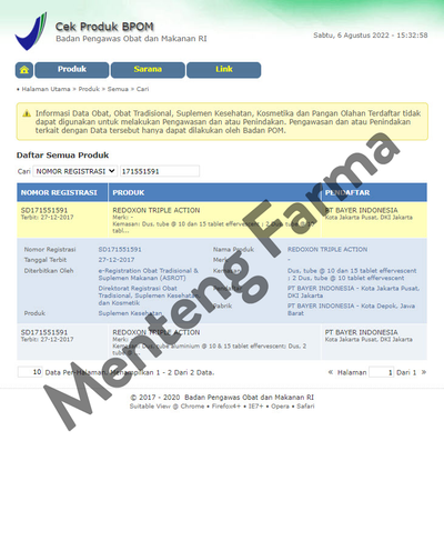 Redoxon Triple Action Effervescent 10 Tablet - Suplemen Imunitas Tubuh - Menteng Farma