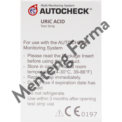 Strip Autocheck Uric Acid Isi 25 Strip - Alat Tes Strip Asam Urat - Menteng Farma