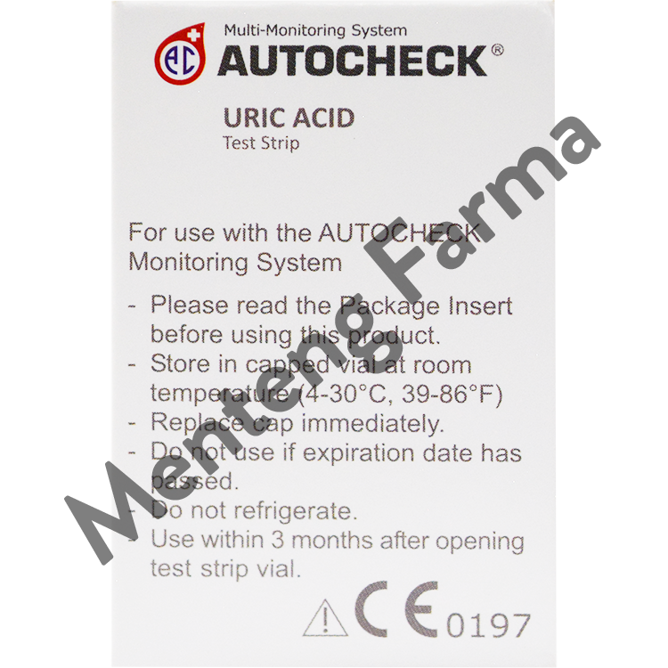 Strip Autocheck Uric Acid Isi 25 Strip - Alat Tes Strip Asam Urat - Menteng Farma