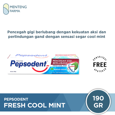 Pepsodent Pencegah Gigi Berlubang Fresh Cool Mint 190 Gr - Melindungi Gigi Berlubang Sensasi Dingin - Menteng Farma
