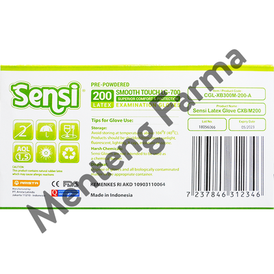 Sensi Latex Examination Gloves Sarung Tangan Karet [Size M/200 pcs] - Menteng Farma