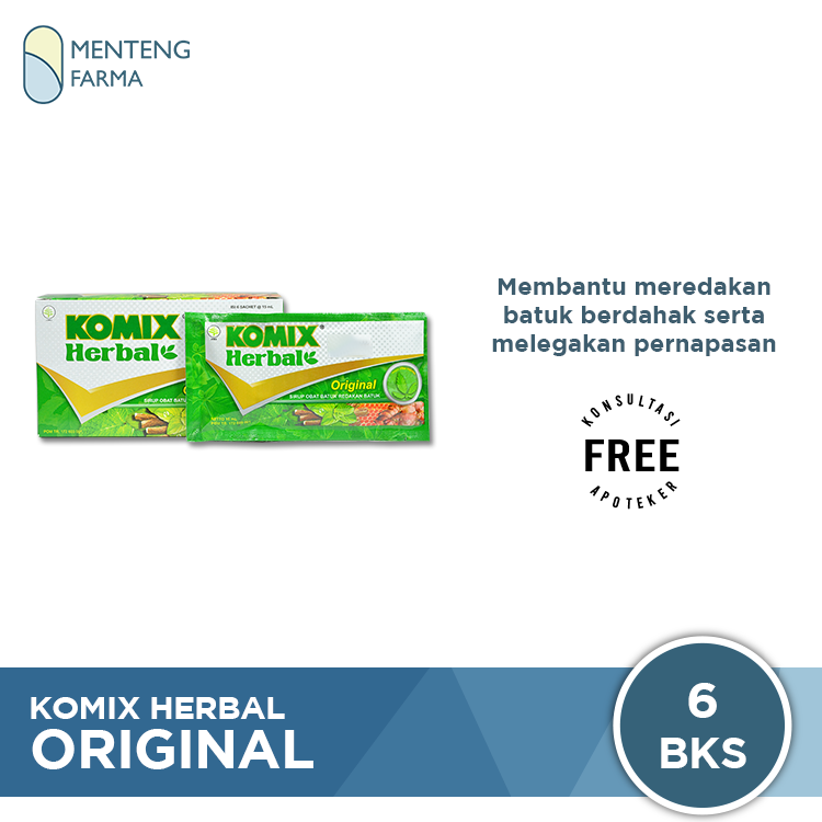 KOMIX Herbal Obat Batuk [6 Sachet/ Original] - Menteng Farma