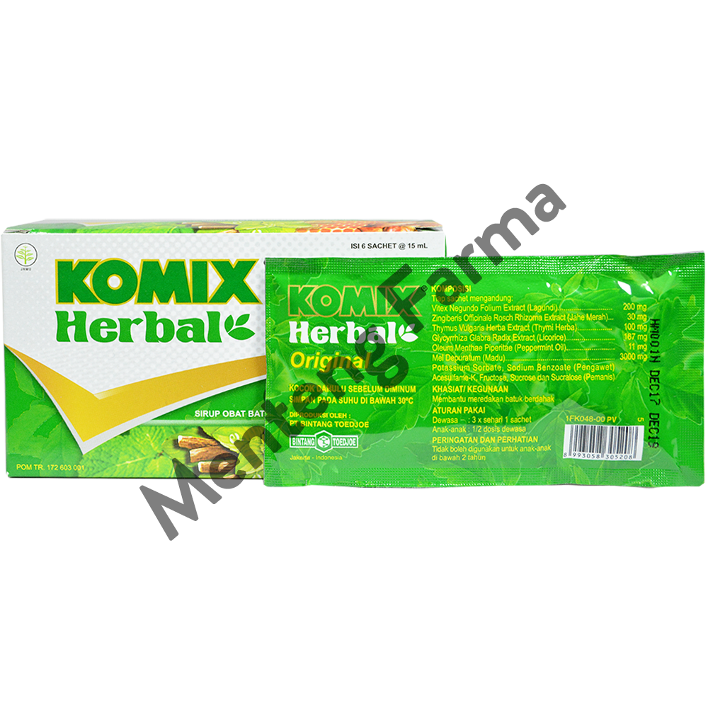 KOMIX Herbal Obat Batuk [6 Sachet/ Original] - Menteng Farma