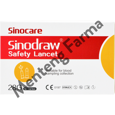 Sinocare Sinodraw Safety Lancet 28G 50 Pcs - Jarum Lancet Sekali Pakai - Menteng Farma