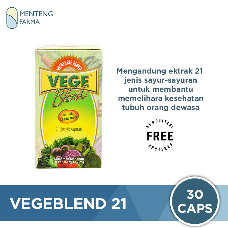 Vegeblend 21 Adult 30 Kapsul - Suplemen Ekstrak 21 Jenis Sayuran - Menteng Farma