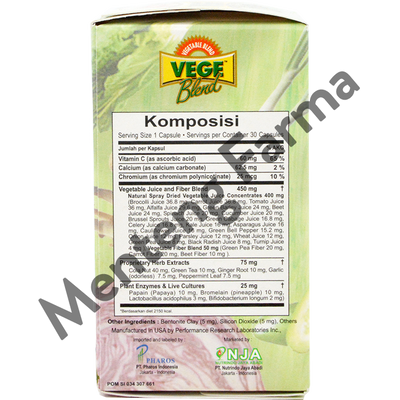 Vegeblend 21 Adult 30 Kapsul - Suplemen Ekstrak 21 Jenis Sayuran - Menteng Farma