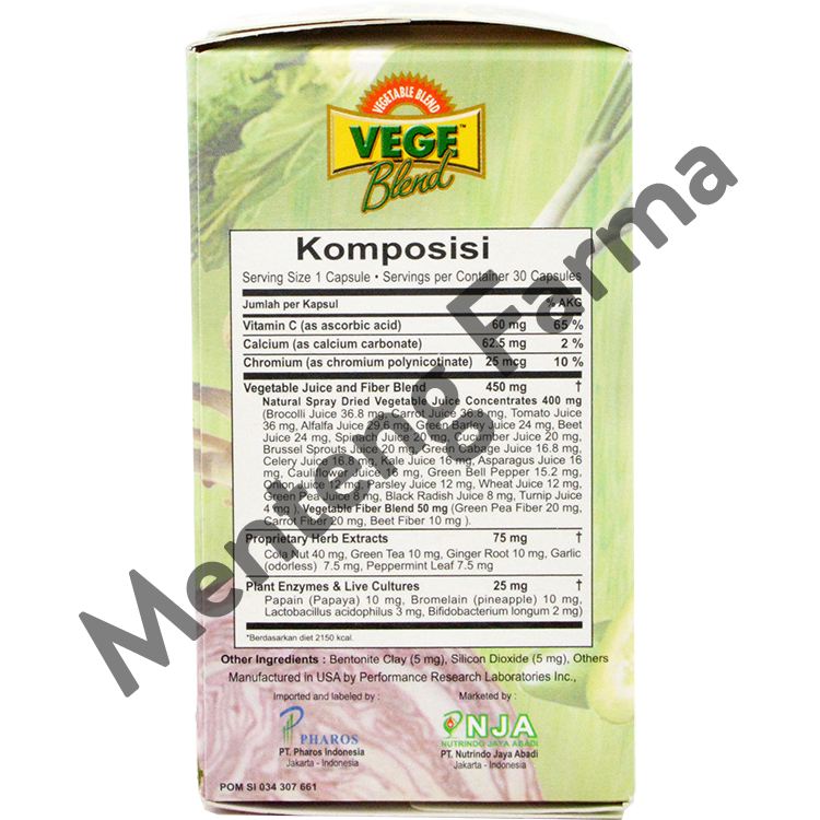 Vegeblend 21 Adult 30 Kapsul - Suplemen Ekstrak 21 Jenis Sayuran - Menteng Farma