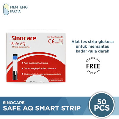 Sinocare Safe AQ Smart Strip Uji Gula Darah 50 Pcs - Tes Strip Gula Darah - Menteng Farma