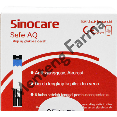 Sinocare Safe AQ Smart Strip Uji Gula Darah 50 Pcs - Tes Strip Gula Darah - Menteng Farma