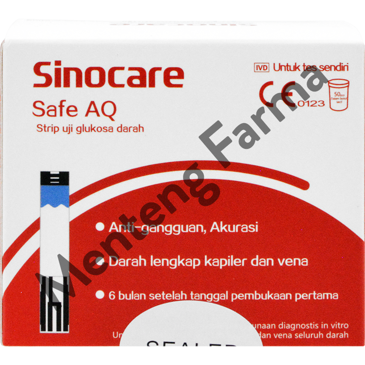 Sinocare Safe AQ Smart Strip Uji Gula Darah 50 Pcs - Tes Strip Gula Darah - Menteng Farma