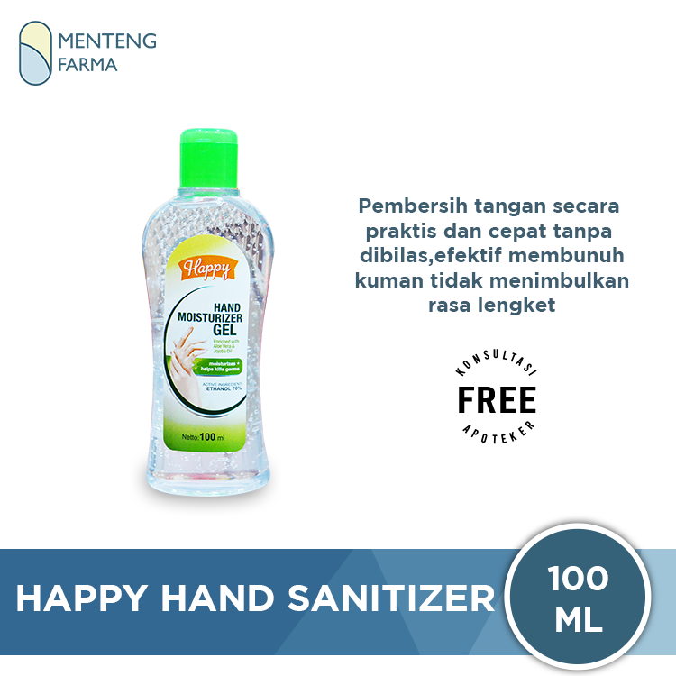 Happy Hand Moisturizer Gel 100 ML - Pembersih Tangan Hand Sanitizer - Menteng Farma