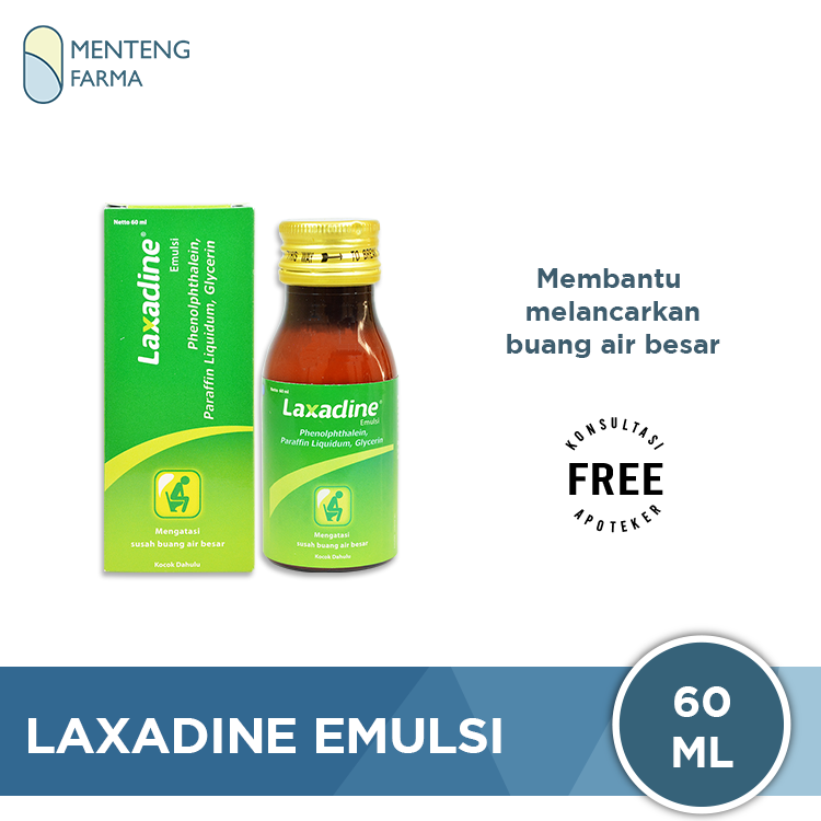 Laxadine Emulsi 60 mL - Obat Pencahar, Sembelit, Konstipasi, Sulit BAB - Menteng Farma