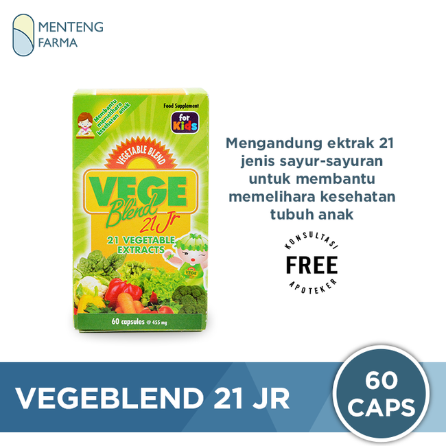 Vegeblend 21 Jr 60 Kapsul - Suplemen Ekstrak Sayuran Khusus Anak - Menteng Farma