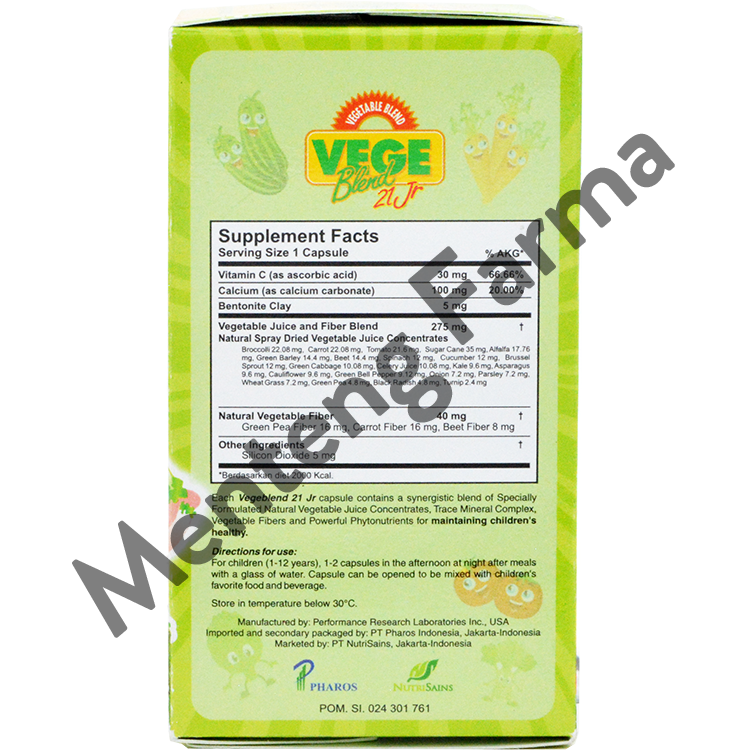 Vegeblend 21 Jr 60 Kapsul - Suplemen Ekstrak Sayuran Khusus Anak - Menteng Farma