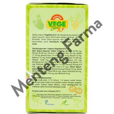 Vegeblend 21 Jr 60 Kapsul - Suplemen Ekstrak Sayuran Khusus Anak - Menteng Farma