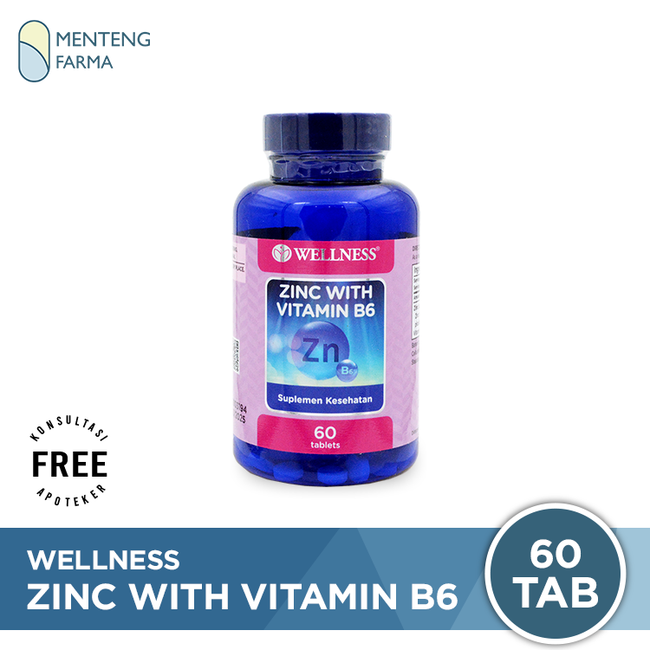 Wellness Zinc with Vitamin B6 60 Tablet - Suplementasi Zinc dan Vitamin B6 - Menteng Farma