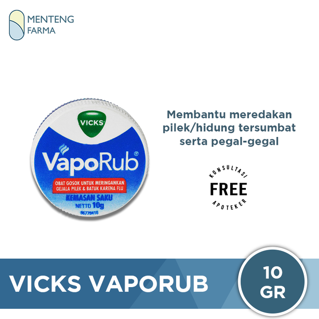 Vicks VapoRub 10 Gr - Balsem Pelega Pernafasan & Hidung Tersumbat - Menteng Farma