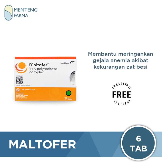 Maltofer Tablet Kunyah 6 Tablet - Obat Anemia dan Kekurangan Zat Besi - Menteng Farma