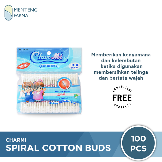 Charmi Cotton Buds Spiral Art 126 SP Isi 100 Pcs - Pembersih Telinga - Menteng Farma