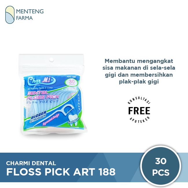 Charmi Dental Floss Pick Art 188 Isi 30 Pcs - Benang Pembersih Sela Gigi - Menteng Farma