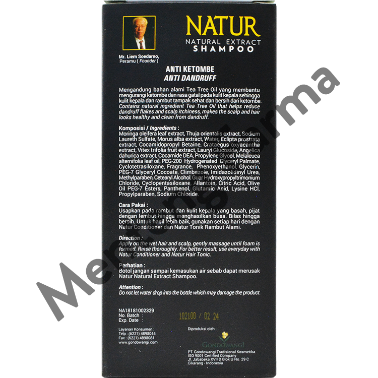 Natur Shampoo Tea Tree Oil 270 ML - Perawatan Anti Dandruff Rambut Berketombe - Menteng Farma