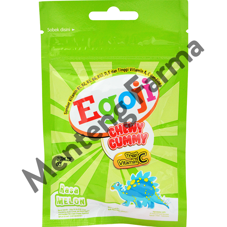 Egoji Chewy Gummy Melon Isi 10 Butir - Permen Gummy Vitamin C - Menteng Farma