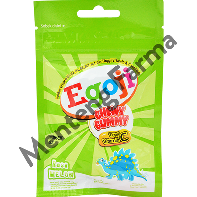 Egoji Chewy Gummy Melon Isi 10 Butir - Permen Gummy Vitamin C - Menteng Farma